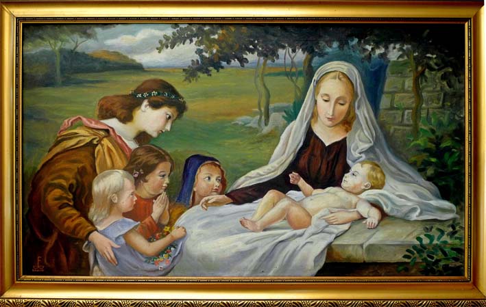 Ölgemälde: Besuch bei der Heiligen Familie